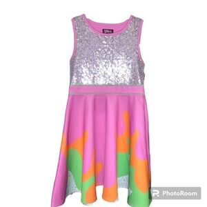 Jojo siwa Pink and Silver Sequin Nickelodeon slime swirl  Dress